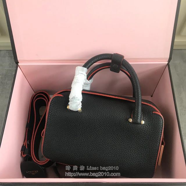 DELVAUX女包 Delvau單肩斜挎包 半手工Cool box 小號 德爾沃女手提包 手拎包 黑橙  fcs1185